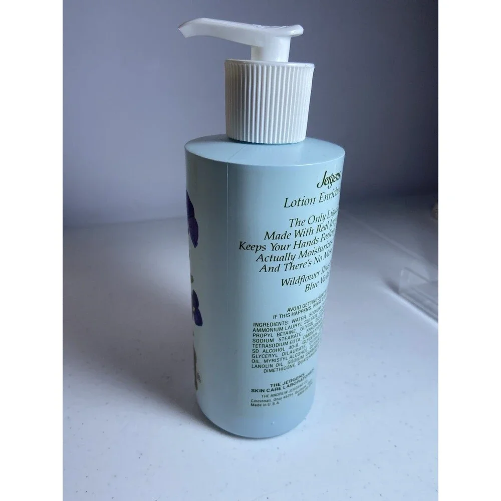 Vintage Liquid Jergens Lotion Hand Soap Blue Violas 10.5 Oz Made In USA 80-90’s